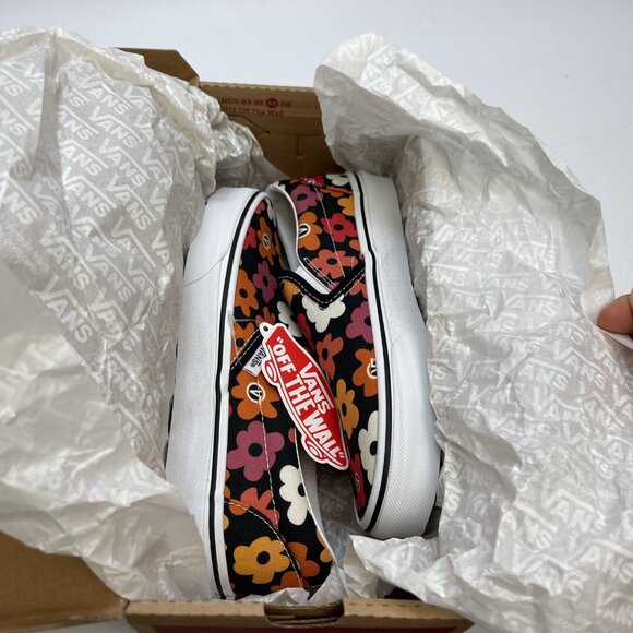 Vans Classic Slip On Flower Black Floral Skate Shoe Sneaker Women 7 / Men 5.5 US - Picture 8 of 10
